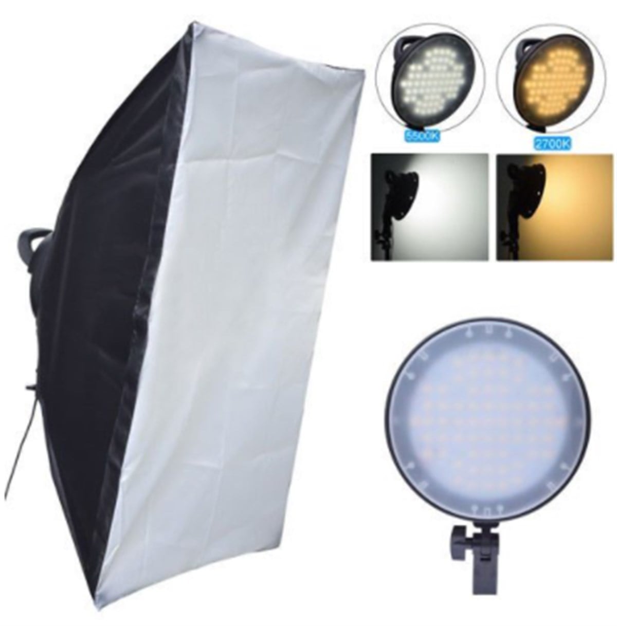 Andoer Led-126 50x70 Soft İkili Set Sürekli Işık 5500K 2700K Video Çekim Işığı 45W