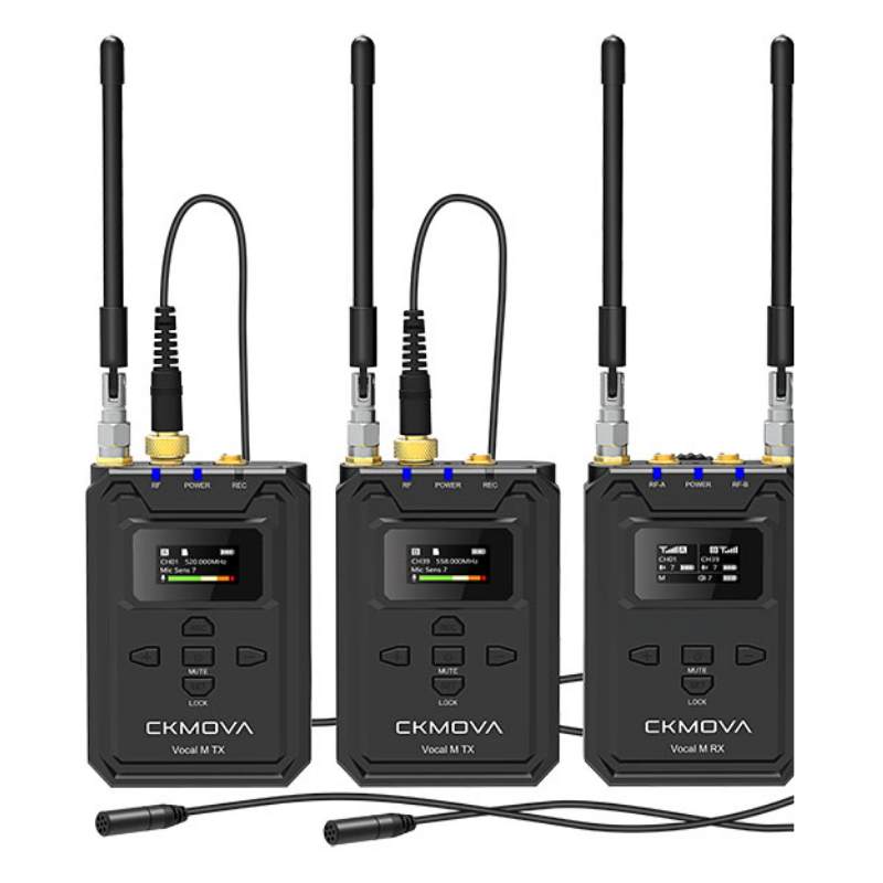 Ckmova Vocal M V2 Profesyonel UHF Çift Kanallı Kablosuz Mikrofon 2 Verici ve 1 Alıcı Seti