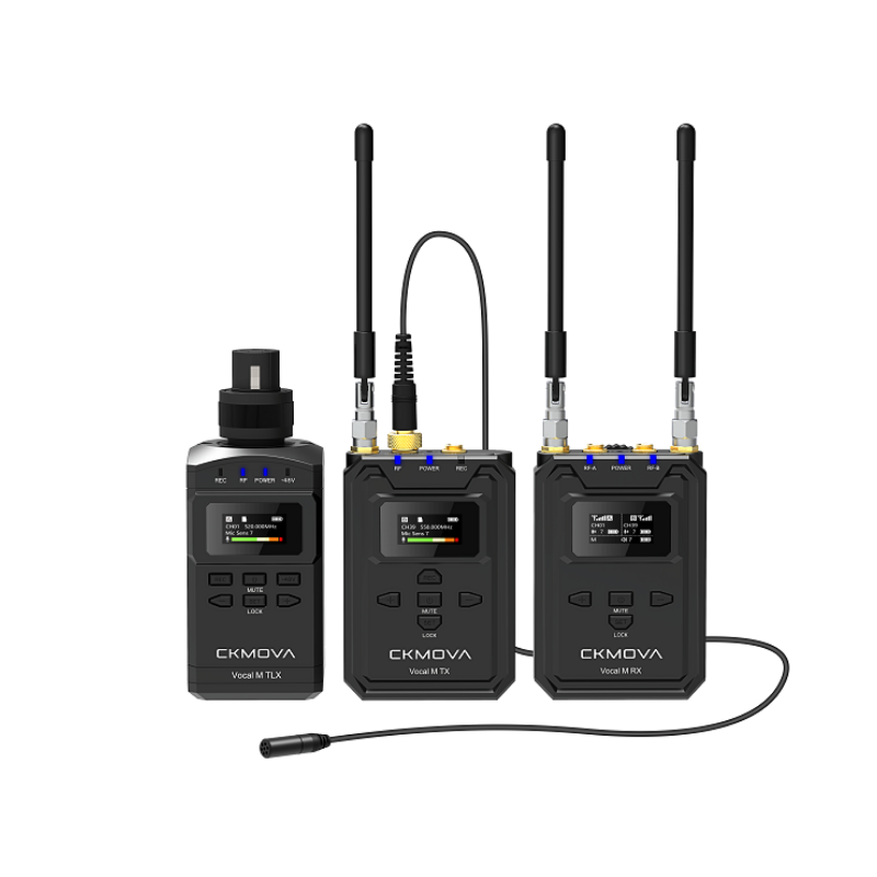 Ckmova Vocal M V4 UHF Çift Kanallı 1 Alıcı 2 Vericili Kablosuz Mikrofon Sistemi ve Ses Kaydedici