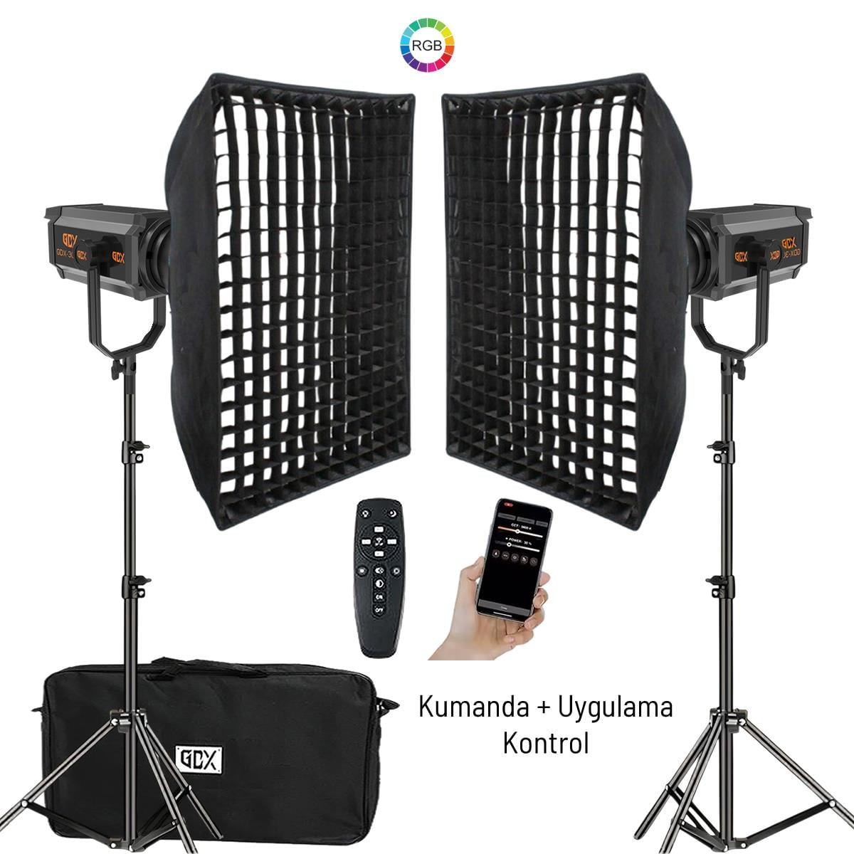 Gdx 300 RGB III Profesyonel İkili Fotoğrafçılık ve Video Renkli Dolgu Işığı Seti