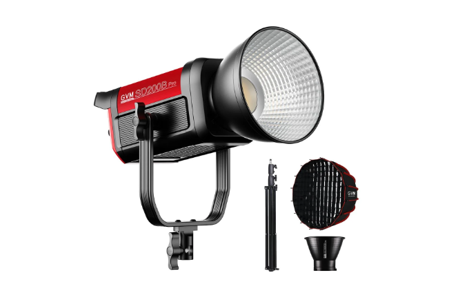 GVM Pro SD200B 200W Bi-Color LED Video COB Spotlight Kit with Softbox and Light Stand