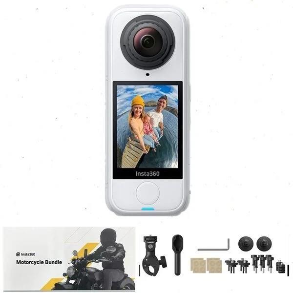 Insta360 X5 Beyaz Aksiyon Kamerası - Motosiklet Kiti