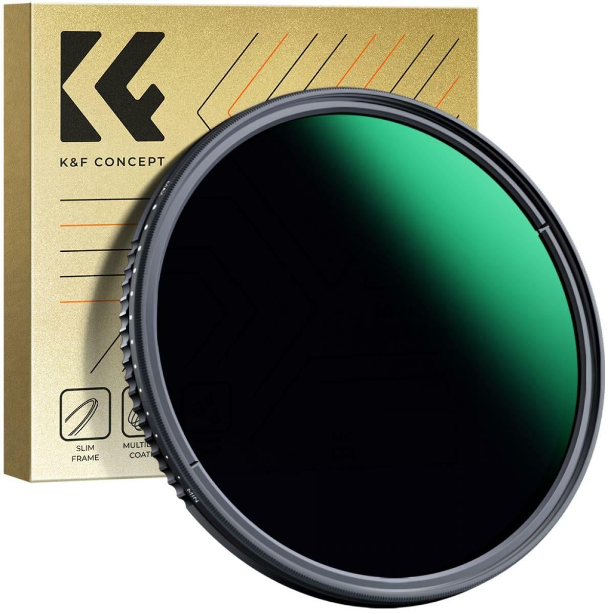 K&F Concept 82mm Değişken ND3-ND1000 ND Filtre (1,5-10 Stop)