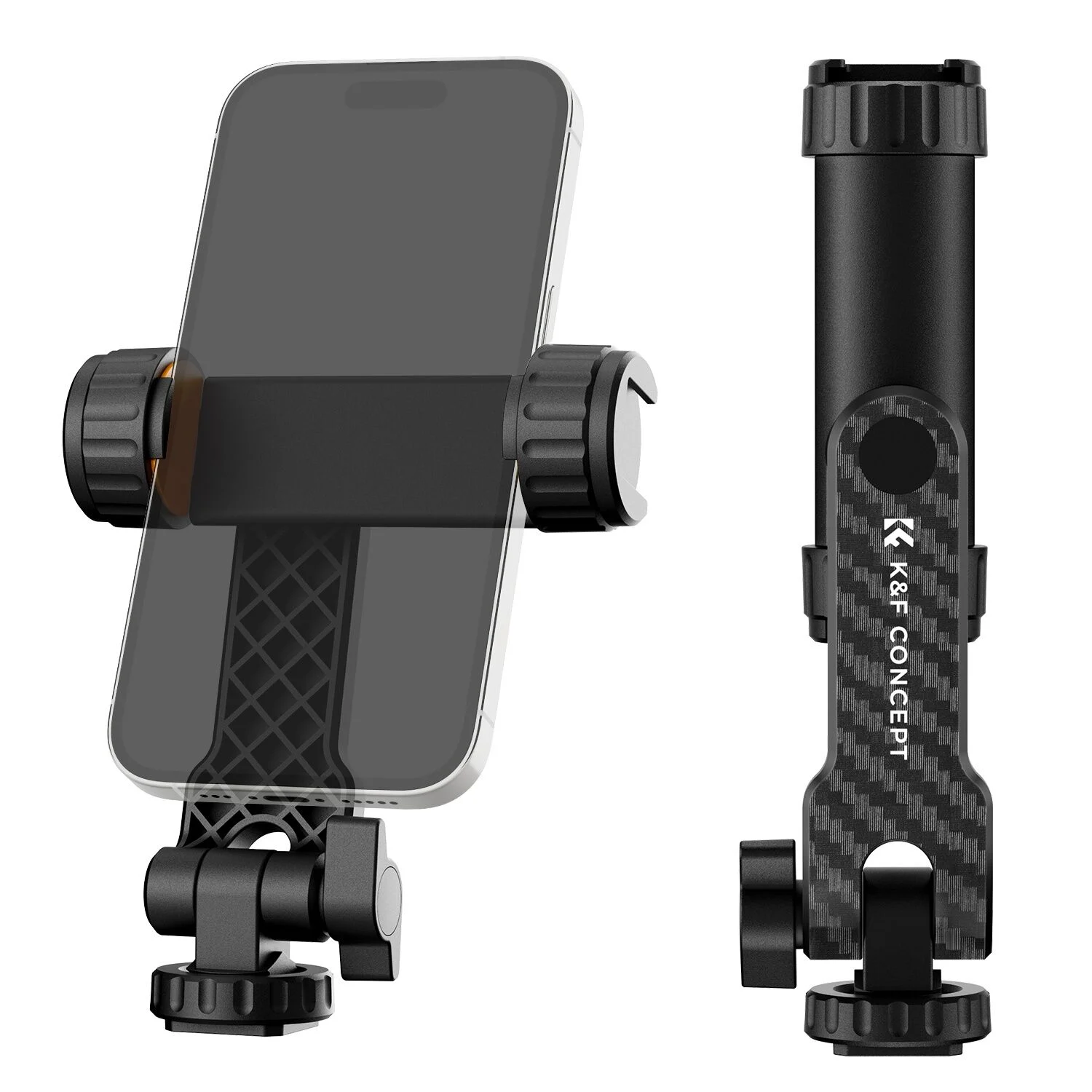 K&F Concept Çift Cold Shoe Girişli 360° Dönebilen Telefon Tutucu Stand / Tripod Başlığı