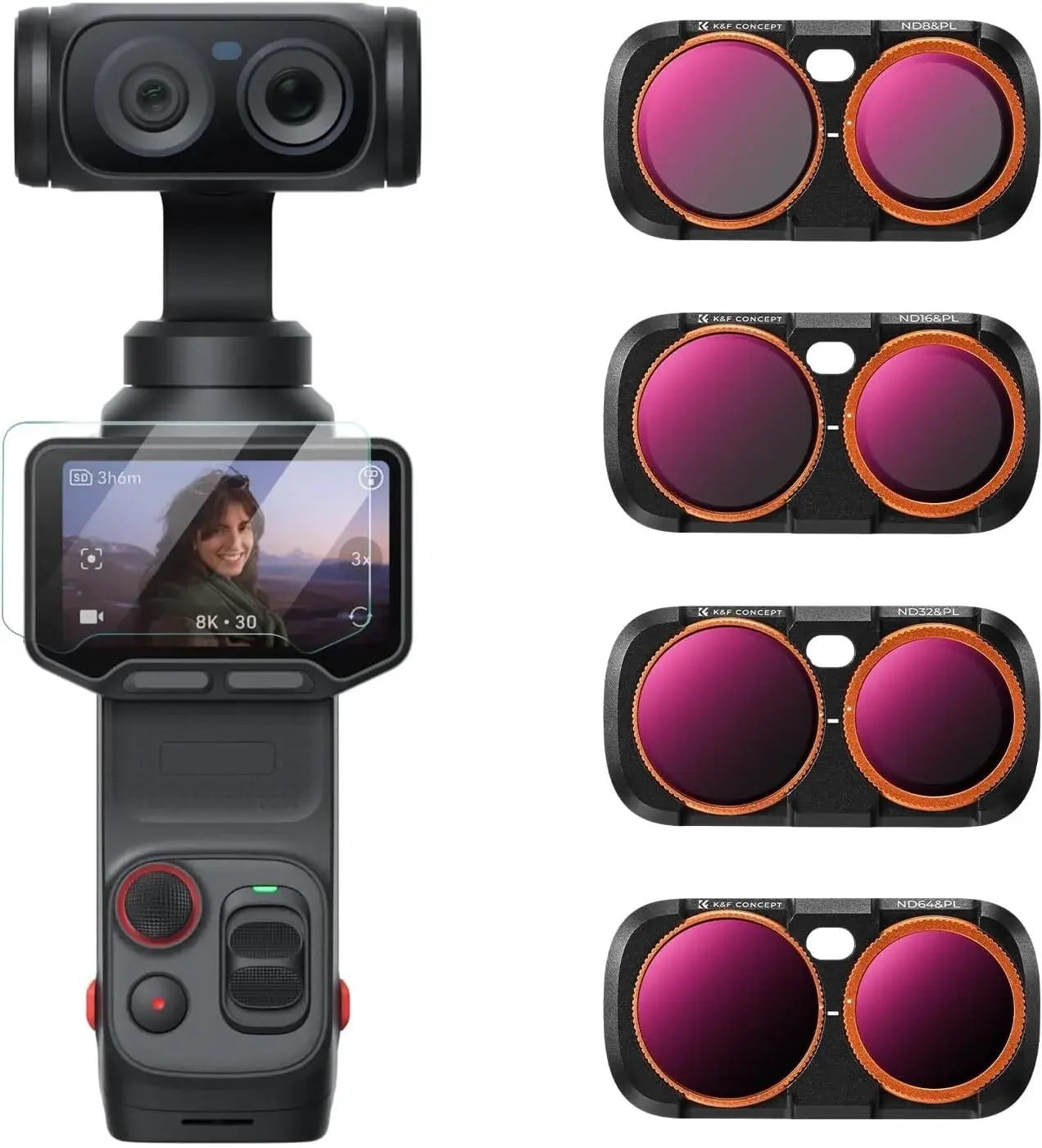 K&F Concept Insta360 Luna Ultra İçin 4 Parça ND/PL Filtre Seti (ND8/PL, ND16/PL, ND32/PL, ND64/PL)