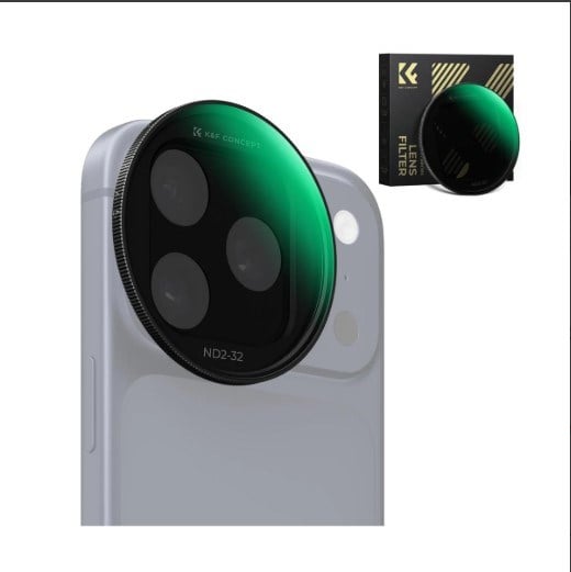 K&F Concept iPhone 17 Pro ve Pro Max için ND2-32 Filtre Black