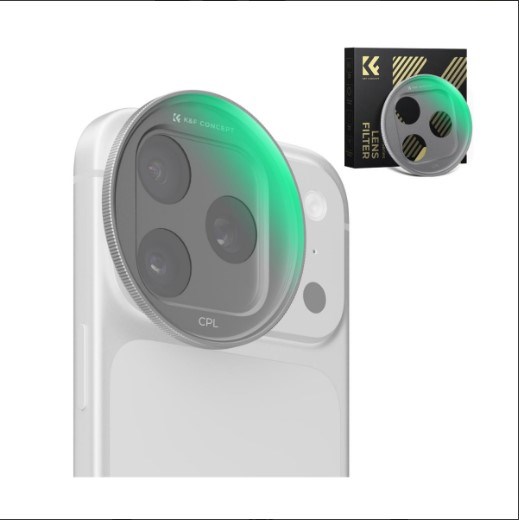 K&F Concept iPhone 17 Pro ve Pro Max için CPL Filtre Silver