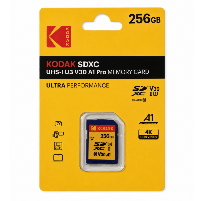 KODAK 256GB UHS-I U3 V30PRO SD Hafıza Kartı