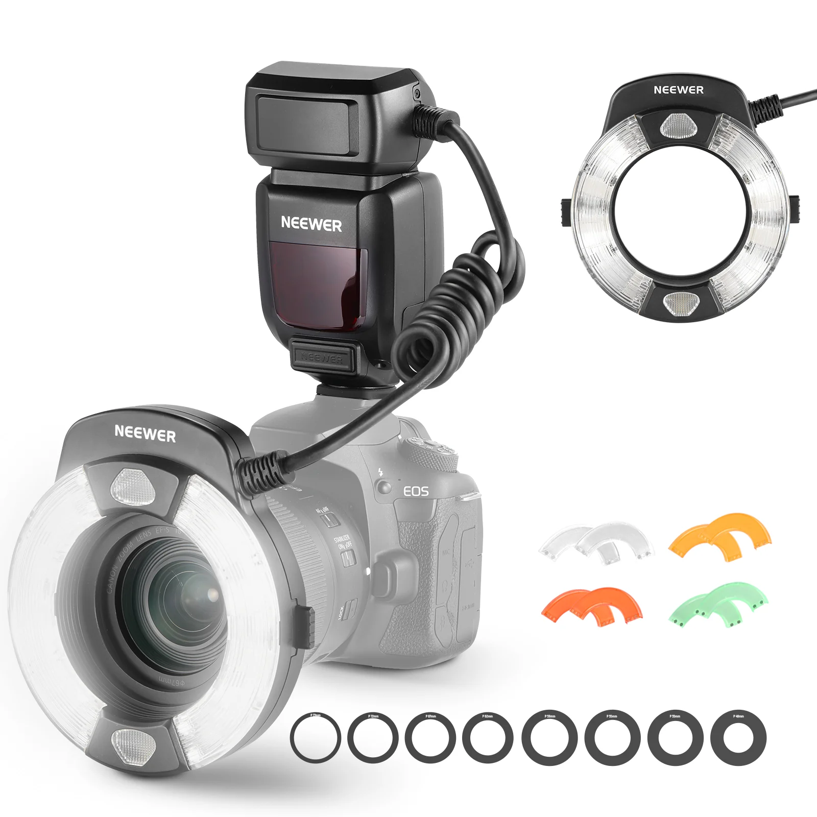 Neewer RF1 76Ws 5600K GN15 TTL Marco Ring Flaş Canon/Nikon/Sony için