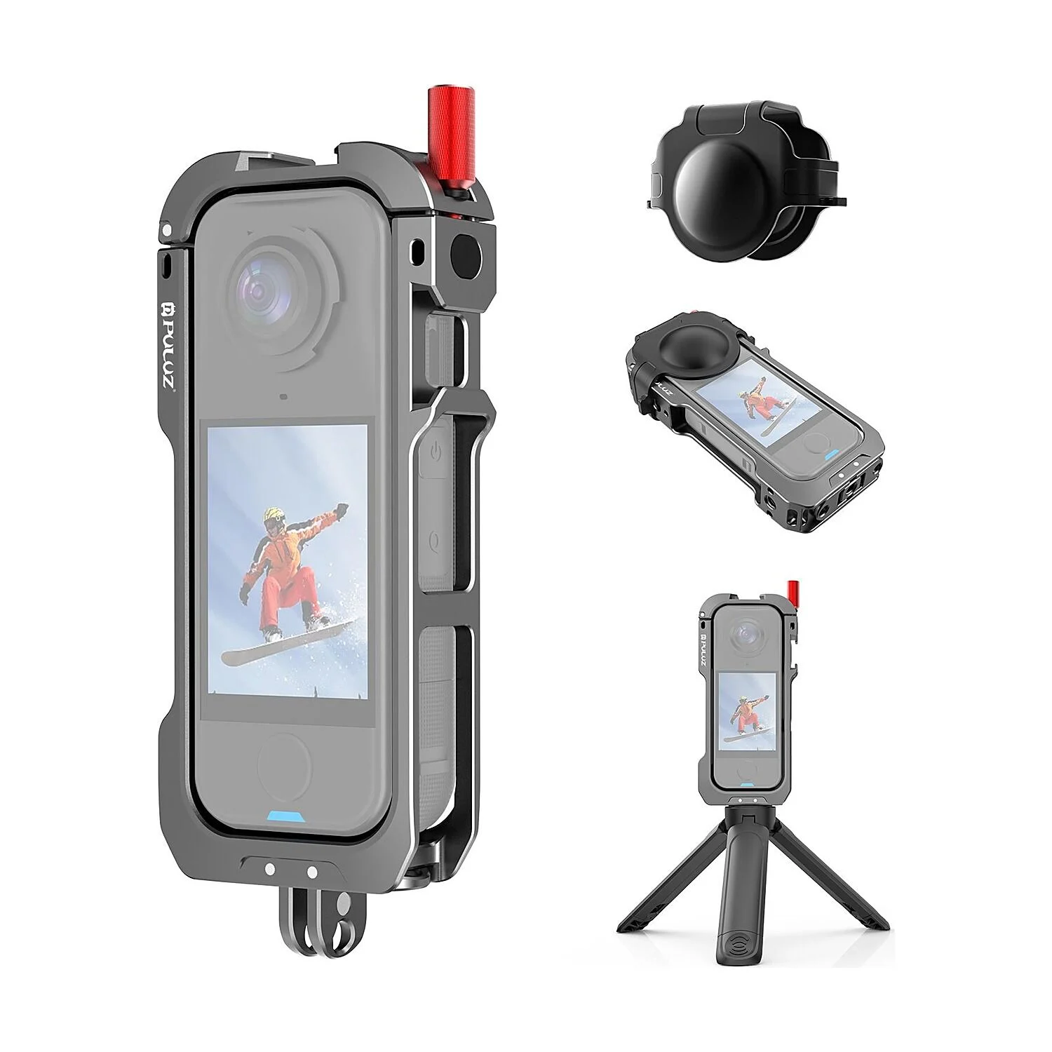 PULUZ Insta360 X4 Air Metal Kafes ve Lens Koruyucu Kapak