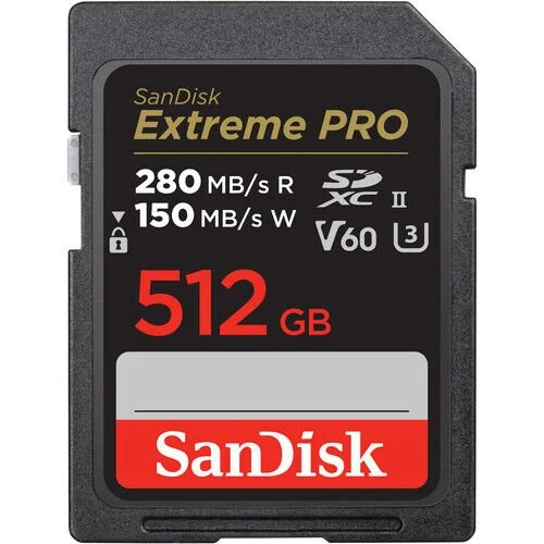 SanDisk Extreme PRO 512GB 280MB/s UHS-II SDXC UHD Hafıza Kartı