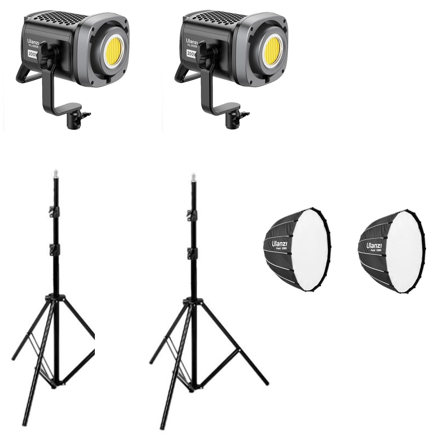 Ulanzi VL-200Bi 200W  Led Işık İkili Kit 90cm Parabolic Softbox ile 