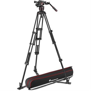 Manfrotto 608 Nitrotech Fluid Video Head and Aluminum Twin Leg Tripod with Ground Spreader (MVK608TWINGA)
