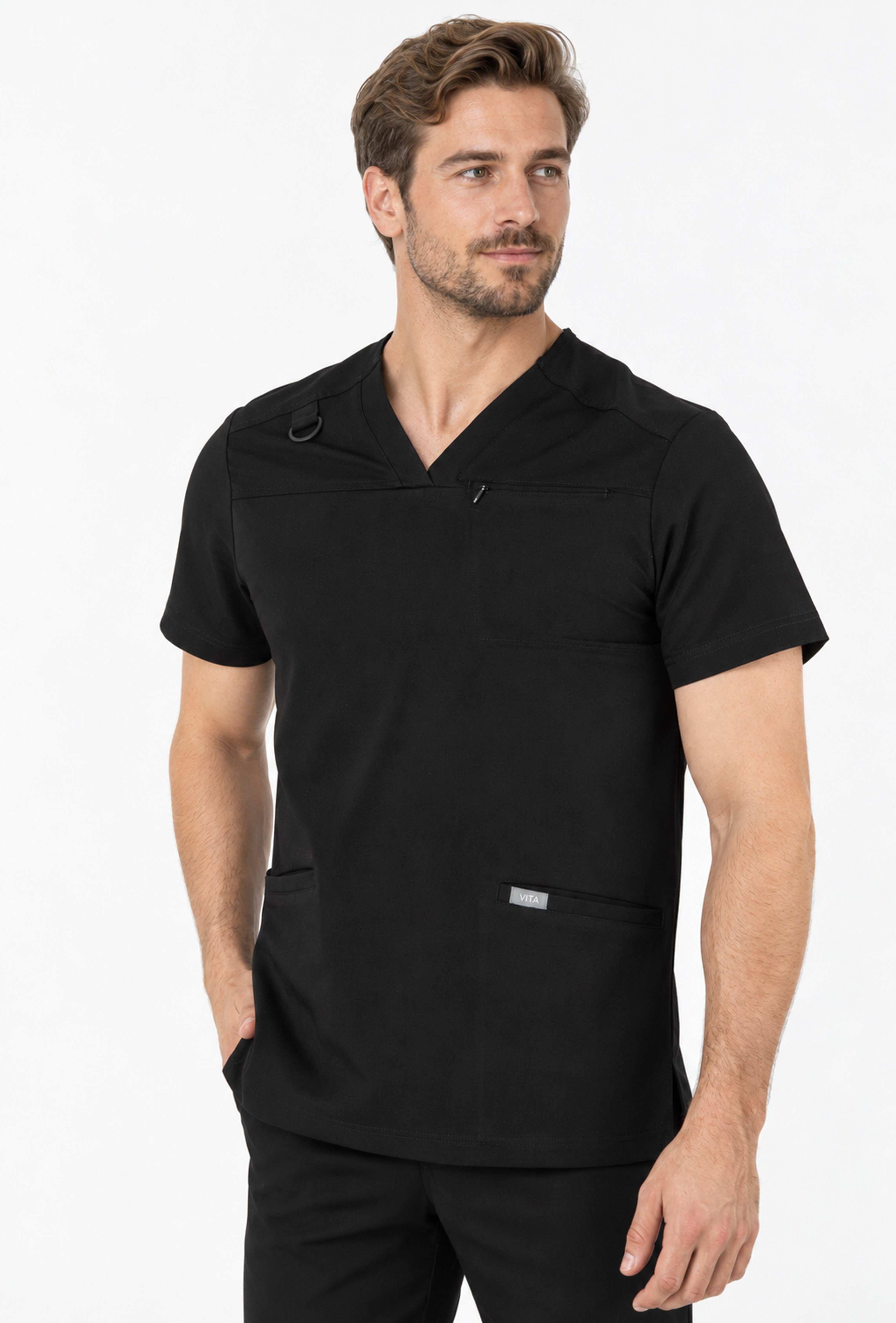 Felice Vita Siyah Üst Erkek Scrubs Cerrahi Forma - Medikal Giyim Uniform