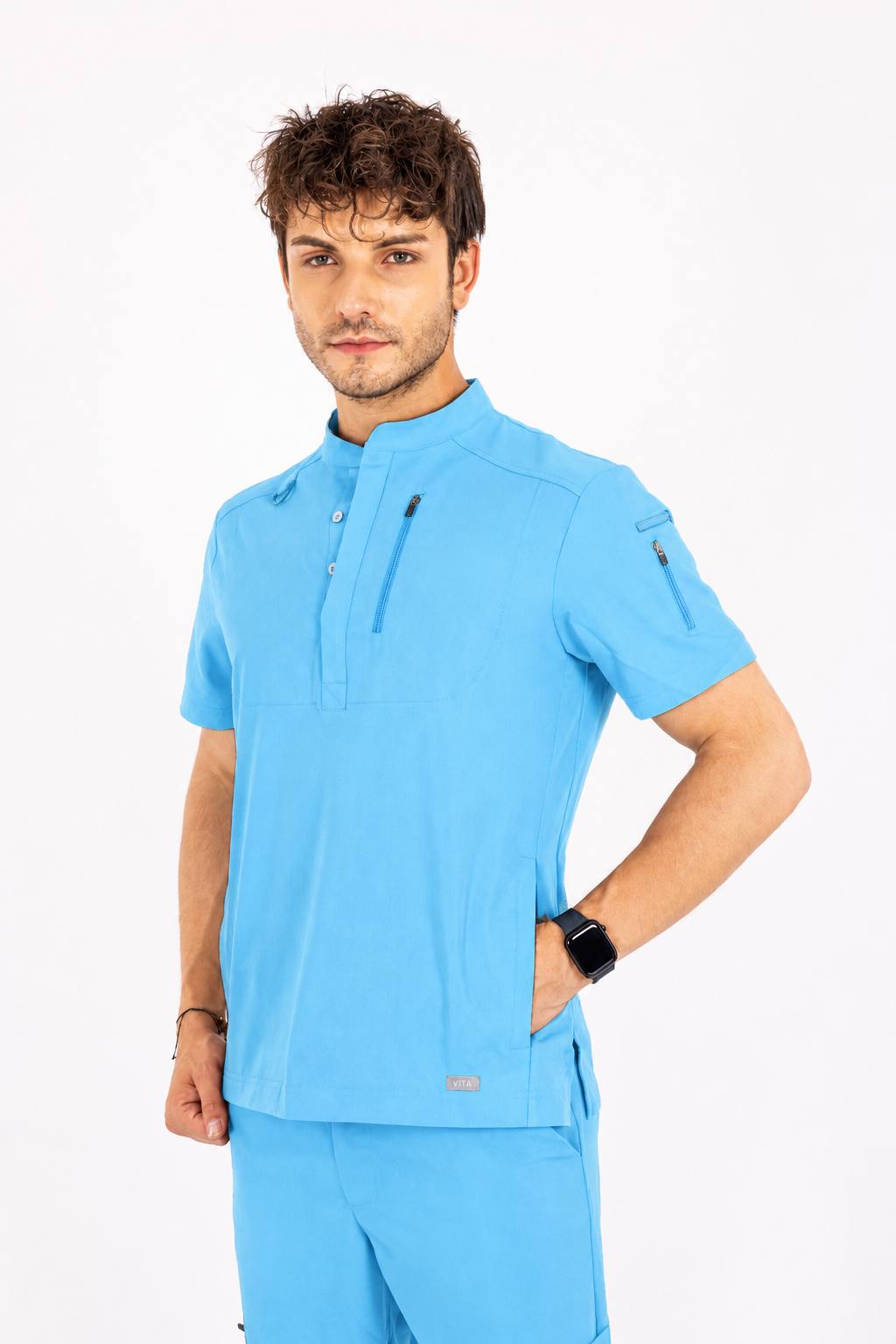Freddo Vita Alaska Blue Üst Erkek Scrubs Cerrahi Forma - Medikal Giyim Uniform