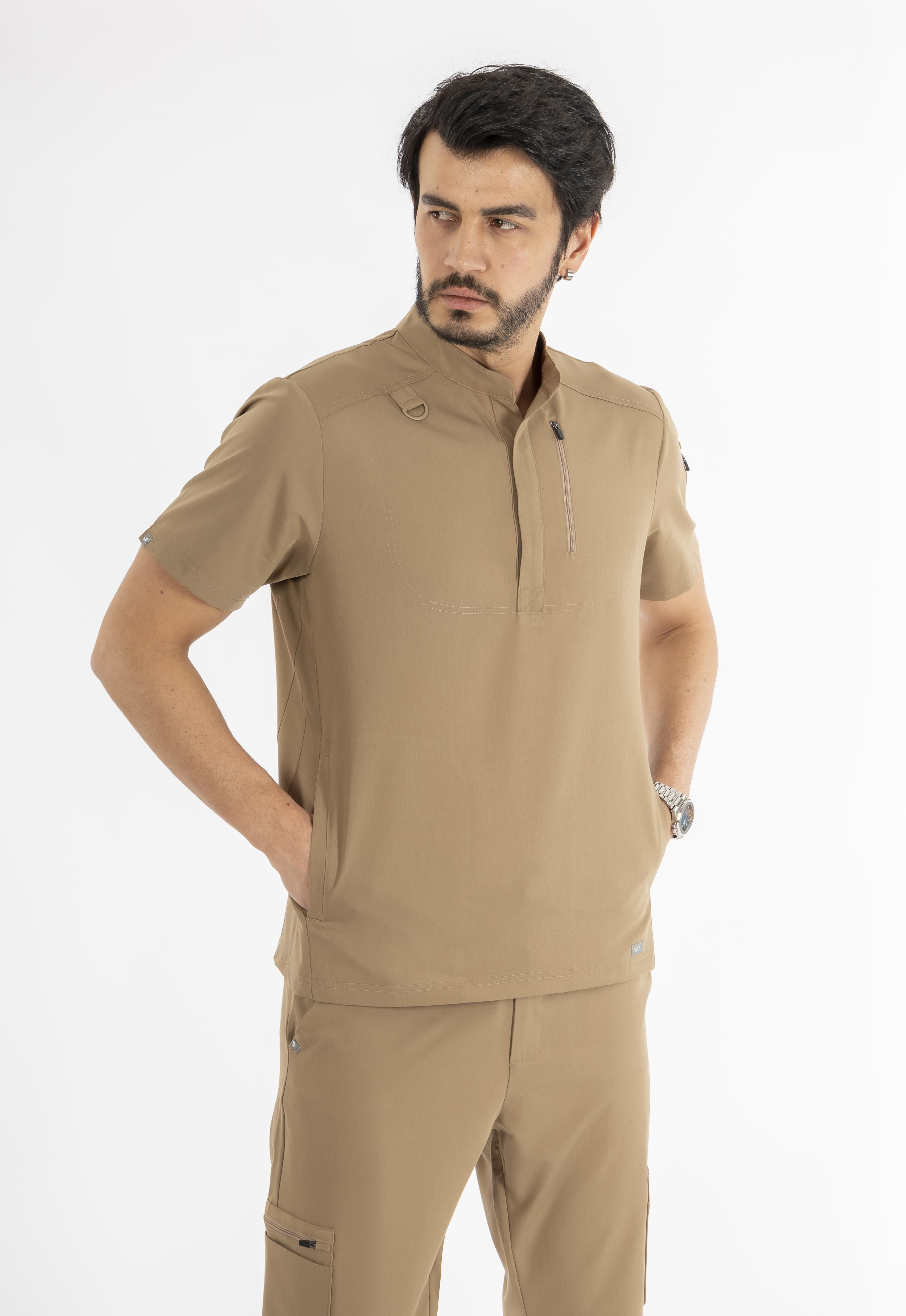 Freddo Vita Bej Üst Erkek Scrubs Cerrahi Forma - Medikal Giyim Uniform
