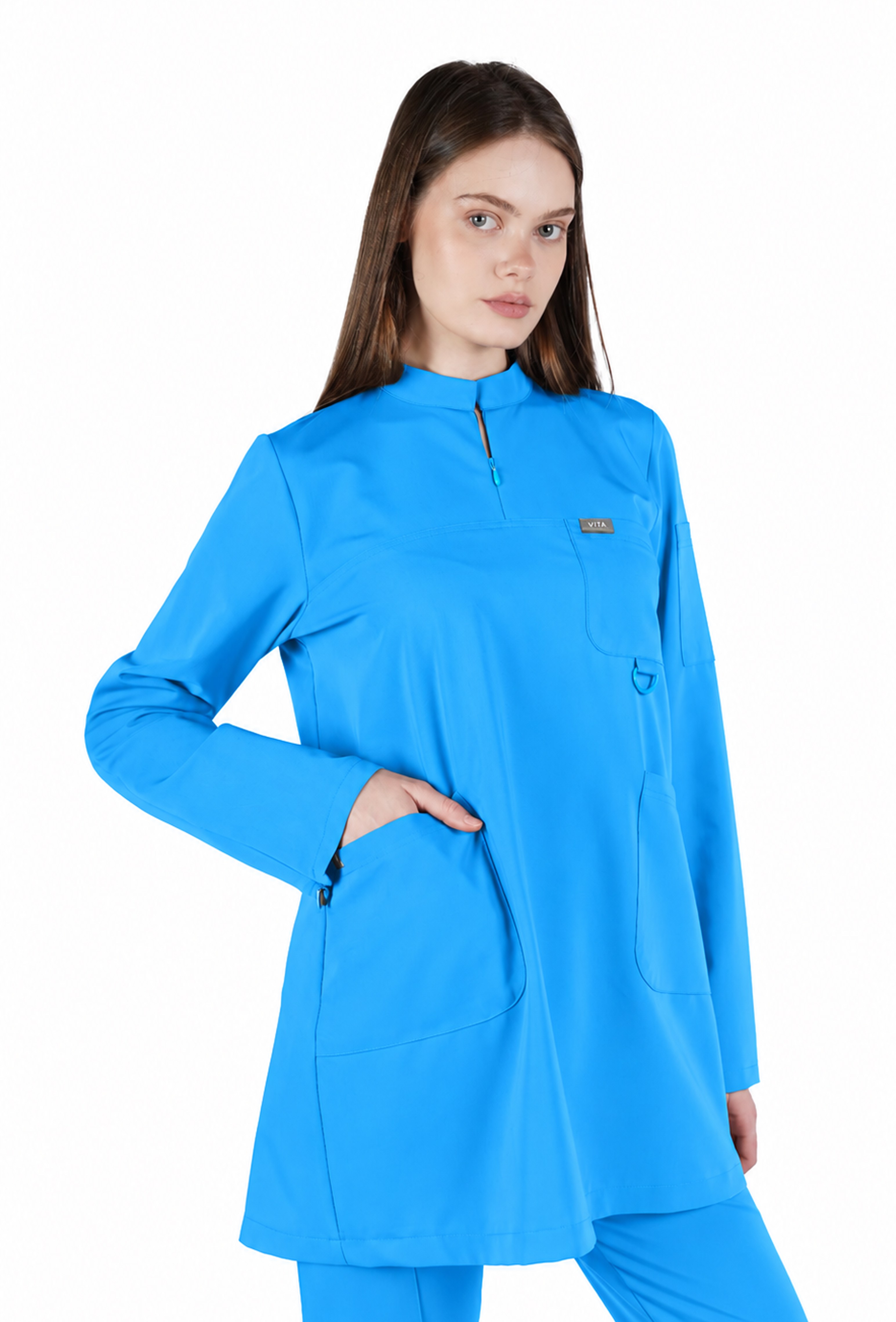 Hijab VITA Alaska Blue Üst Kadın Scrubs Cerrahi Forma 