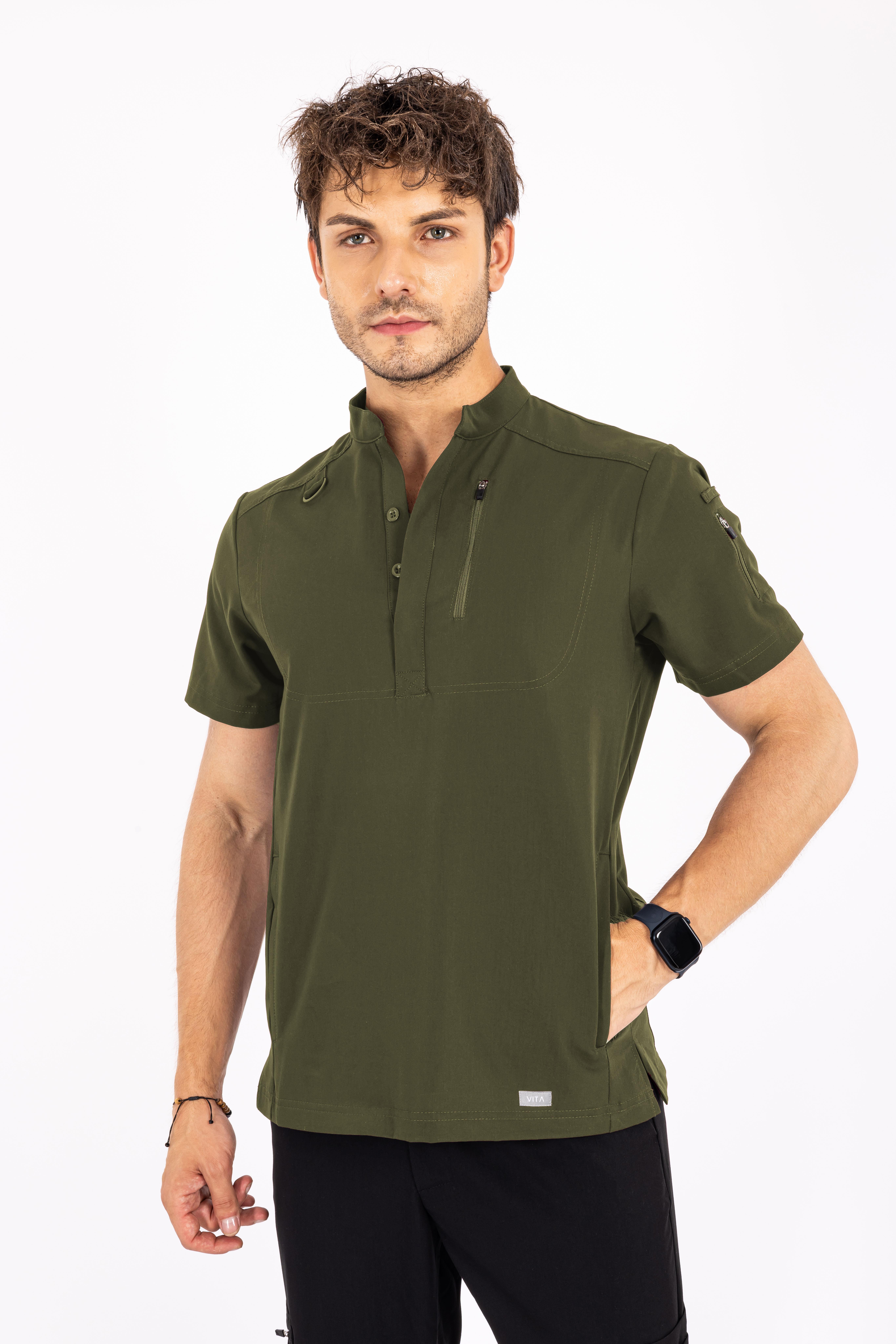 Freddo Vita Haki Üst Erkek Scrubs Cerrahi Forma - Medikal Giyim Uniform