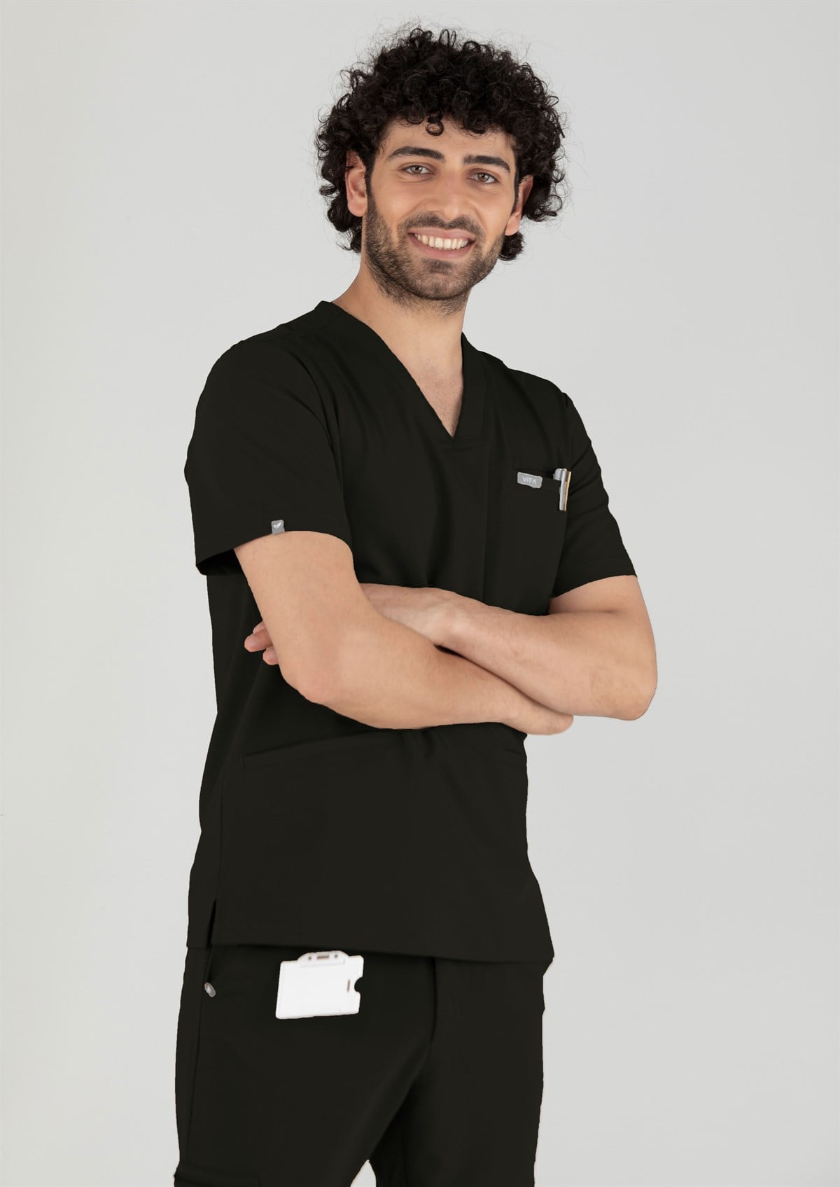 Comoda Vita Sİyah Erkek Scrubs Üst - Medikal Giyim Uniform