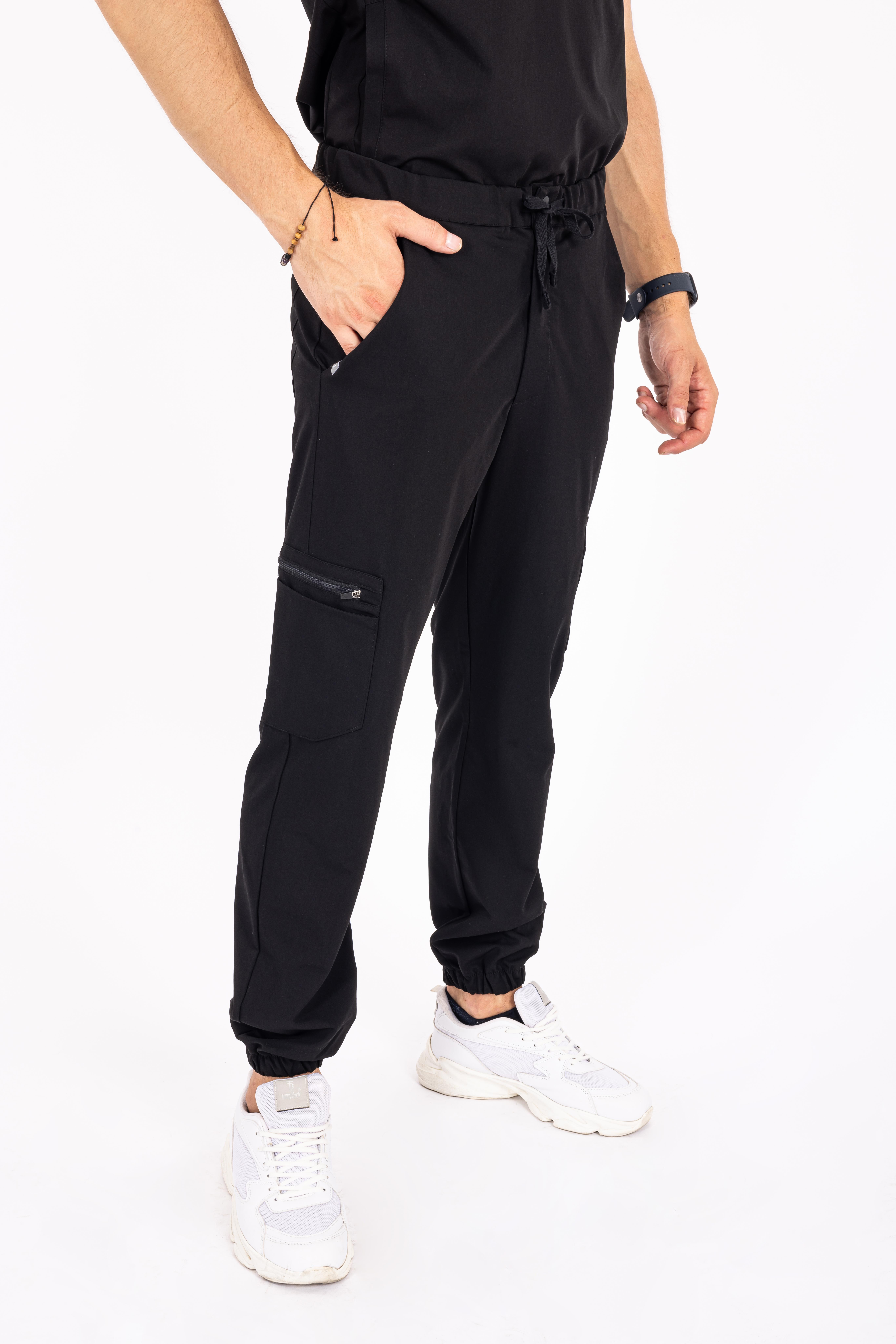 Jogger Piu Vita Siyah Erkek Scrubs Alt - Medikal Giyim Uniform