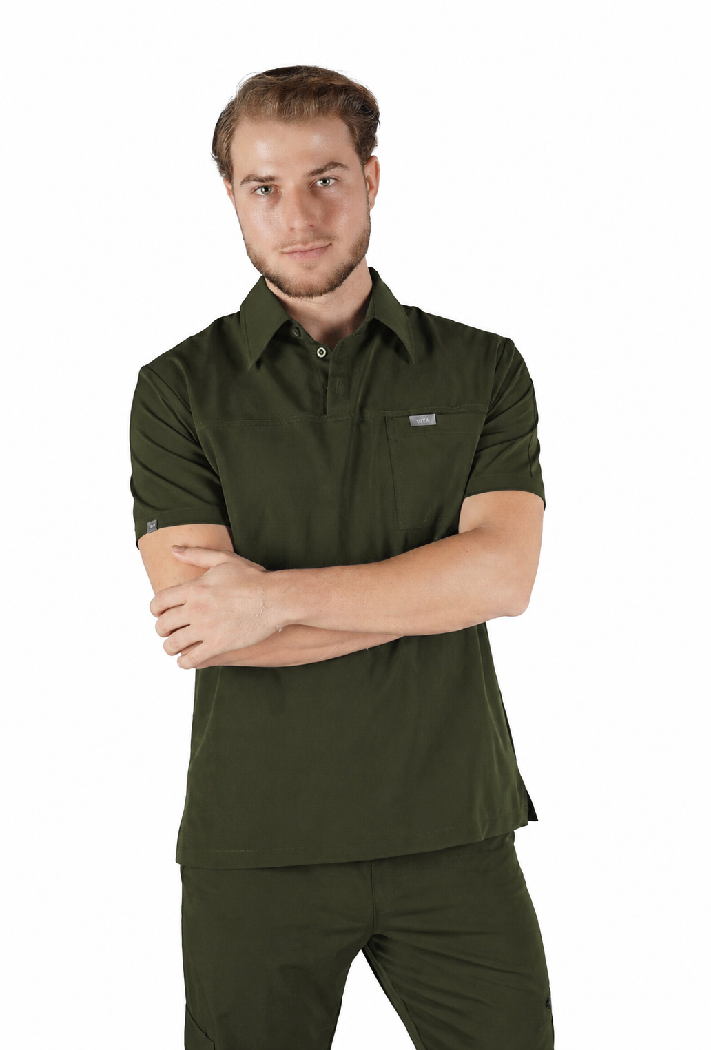 Gusto Vita Haki Üst Erkek Scrubs Cerrahi Forma - Medikal Giyim Uniform