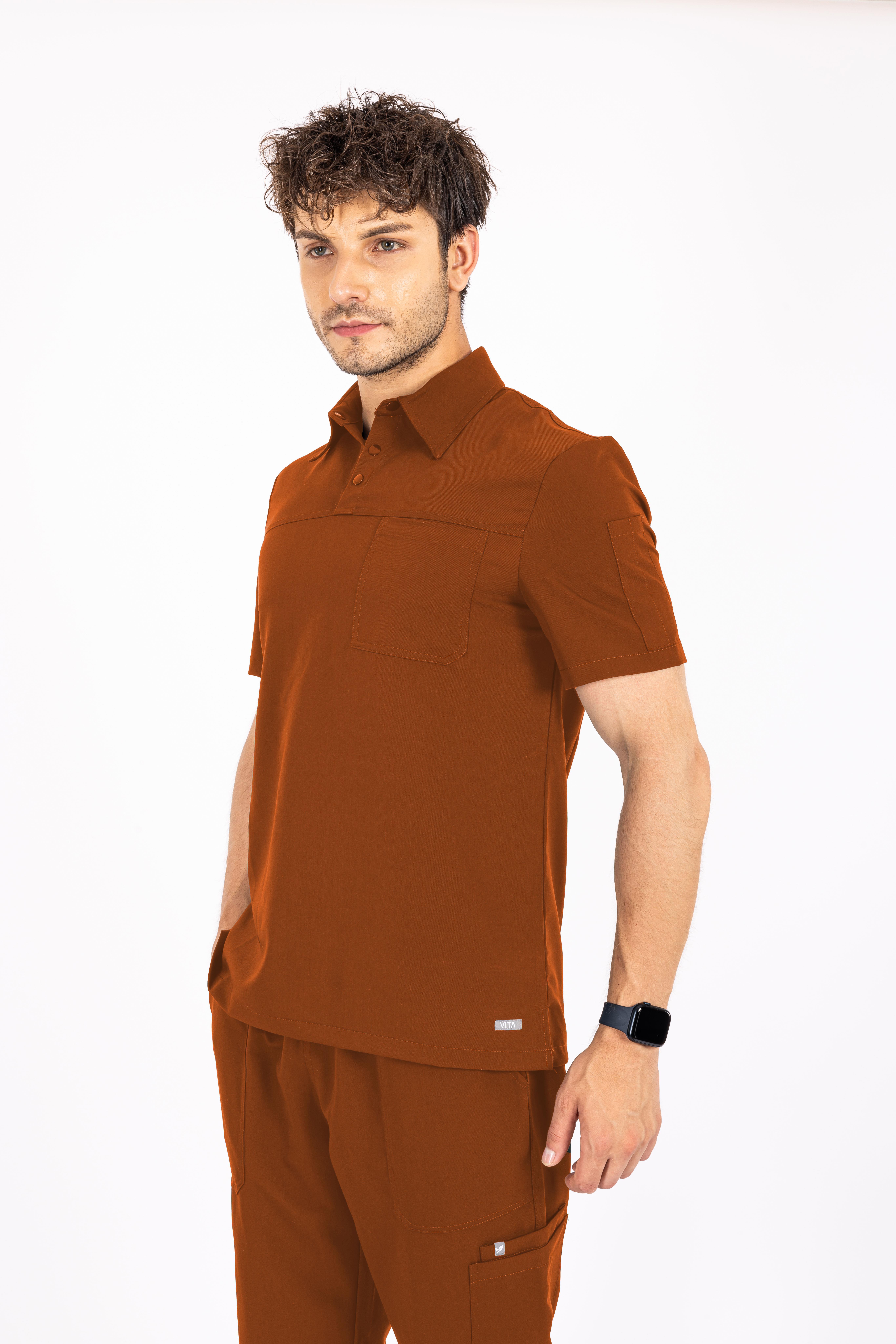 Gusto Vita Kiremit Üst Erkek Scrubs Cerrahi Forma - Medikal Giyim Uniform