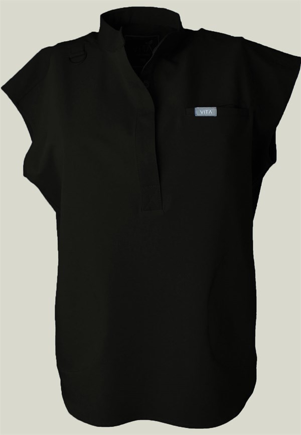 Elegante Vita Siyah Kadın Scrubs Üst - Medikal Giyim Uniform