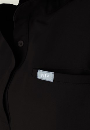 Elegante Vita Siyah Kadın Scrubs Üst - Medikal Giyim Uniform