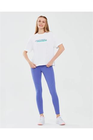 Skechers S241199-100 Graphic W Sleeve Kadın Spor Tişört