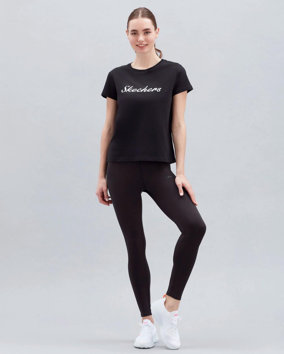 Skechers S221180-001 W Graphic Tee Shiny Logo T-Shirt Kadın T-Shirt