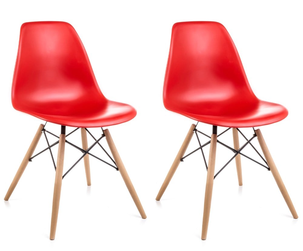 2 Adet Kırmızı Eames Sandalye