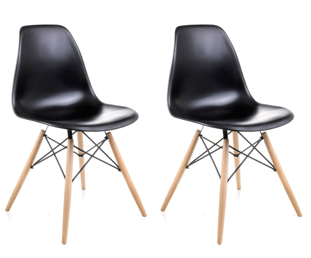 2 Adet Siyah Eames Sandalye
