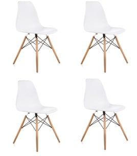 4 Adet Beyaz Eames Sandalye