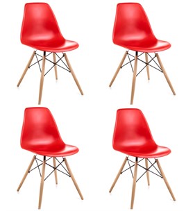 4 Adet Kırmızı Eames Sandalye