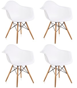 4 Adet Kolçaklı Beyaz Eames Sandalye
