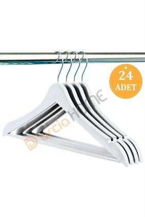 Ahşap Görünümlü Plastik A Kalite 24 Adet Beyaz Askı