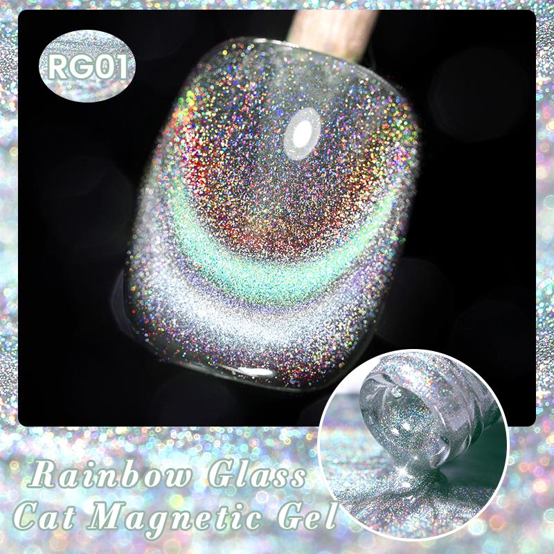 BORN PRETTY 10ml Rainbow Glass Cat Magnetic Gel Nail Polish RG01