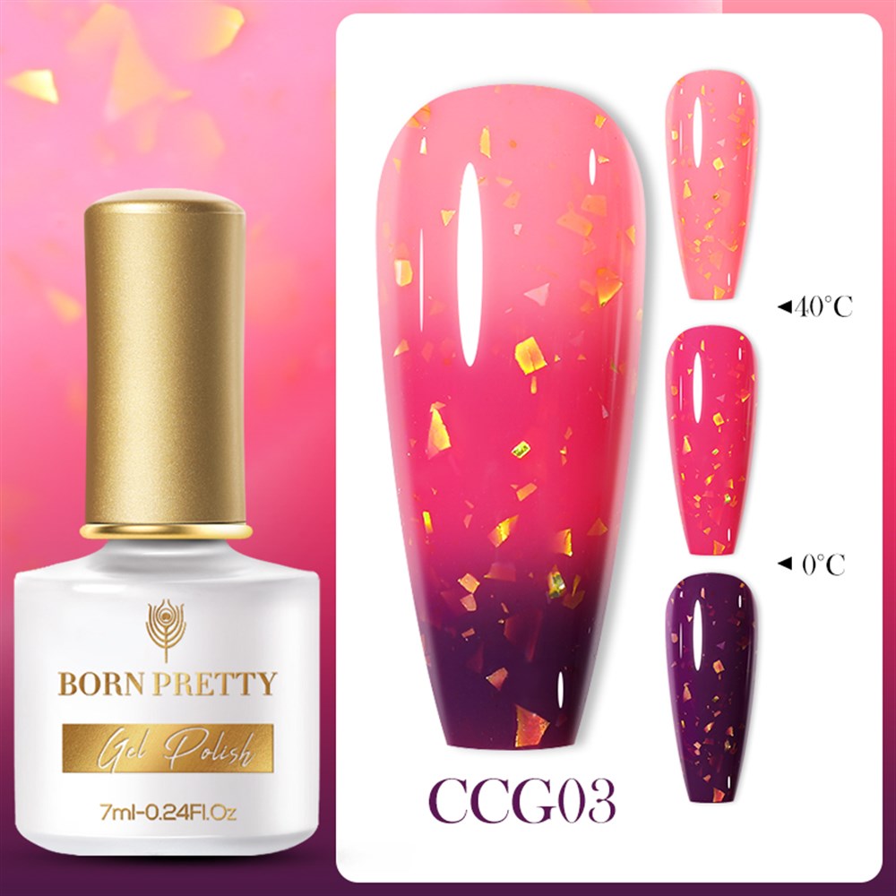 BORN PRETTY 7ML TERMAL GLITTER UV GEL (ISIYA GÖRE RENK DEĞİŞTİREN PULLU KALICI OJE ) CCG03