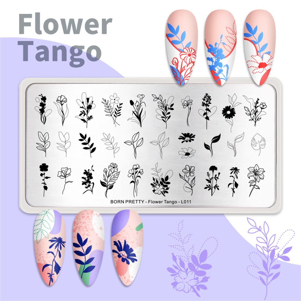 BORN PRETTY BASKI DESEN PLAKASI FLOWER TANGO L011