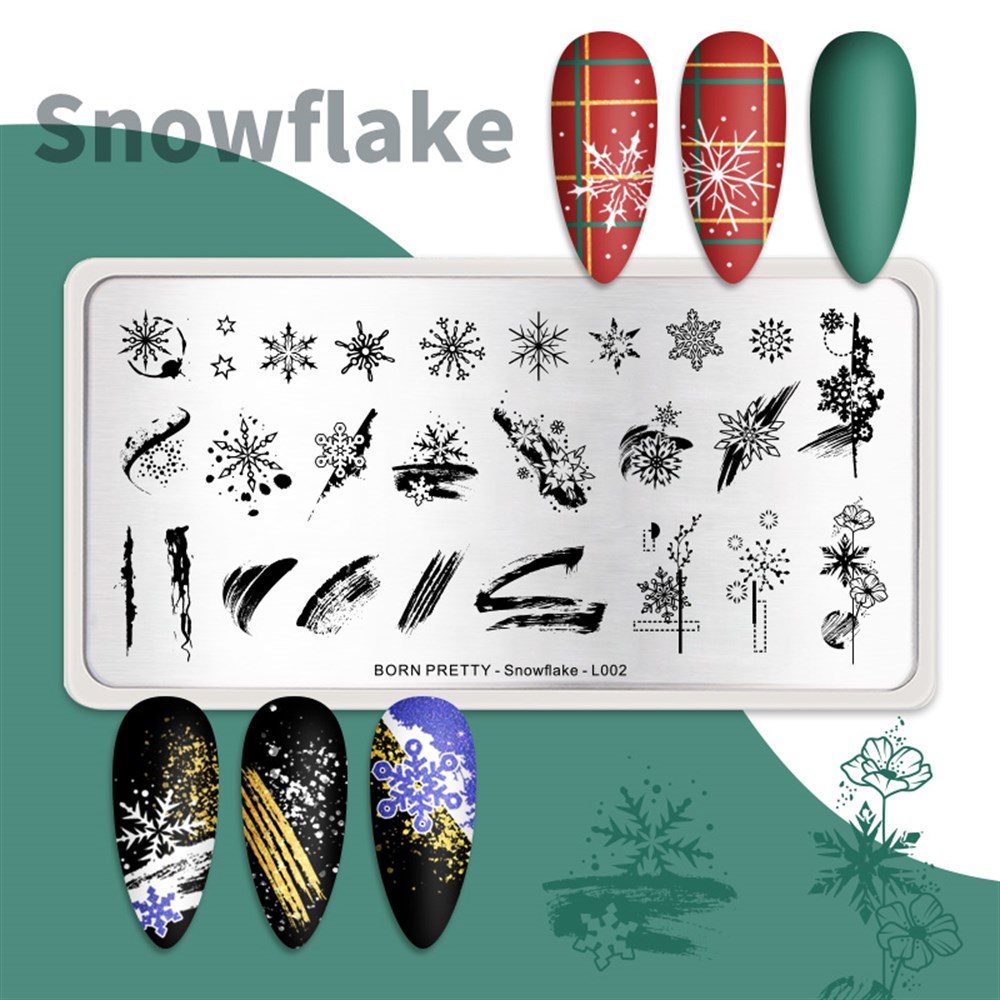 BORN PRETTY BASKI DESEN PLAKASI SNOWFLAKE L002