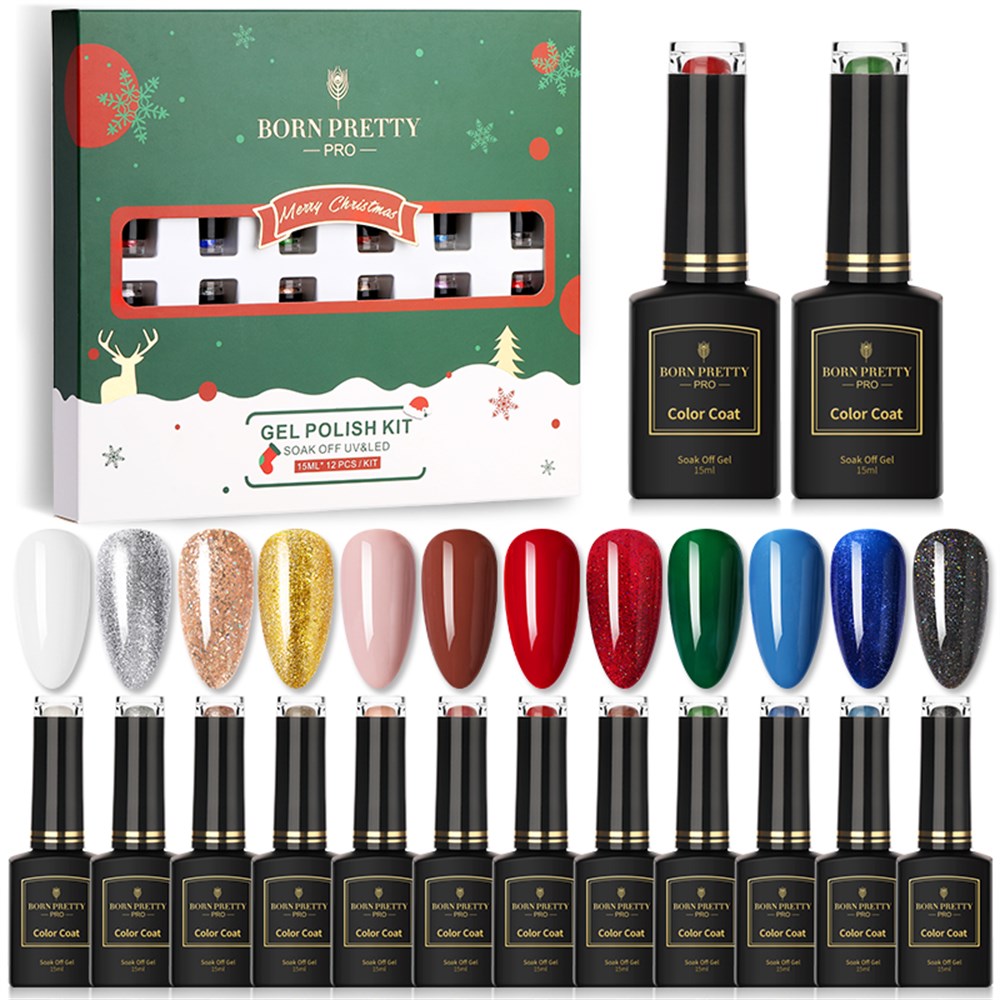 BORN PRETTY PRO 15ml BLACK GOLD YENİYIL(CHRISTMAS ) 12 Lİ OJE SETİ