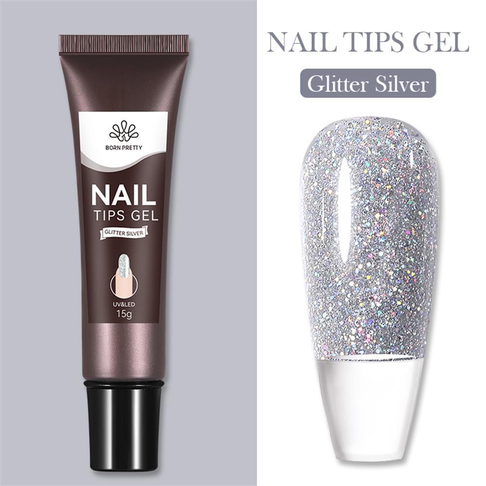 BORN PRETTY PRO SOLID TIPS YAPIŞTIRICISI JELLY NUDE COLORS (TÜP FORM ) 15GR GLITTER SILVER