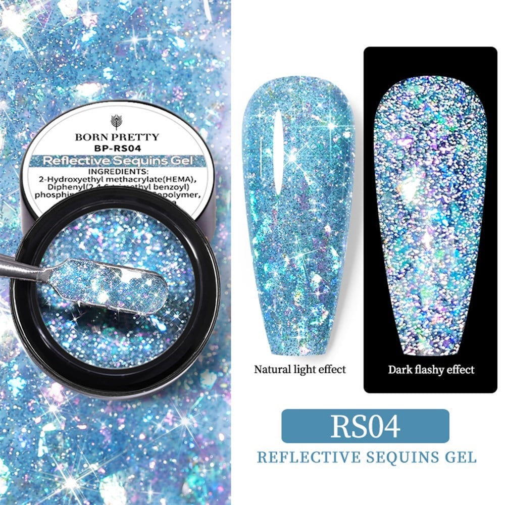 BORN PRETTY REFLECTIVE SQUINS GEL (SİMLİ PULLU REFLEKTÖRLÜ UV JEL)  RS03