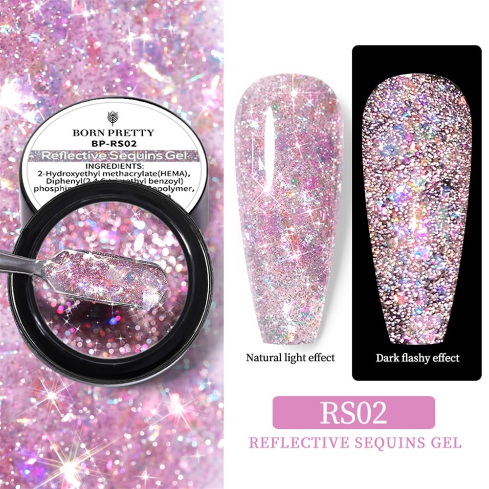 BORN PRETTY REFLECTIVE SQUINS GEL (SİMLİ PULLU REFLEKTÖRLÜ UV JEL)  RS02