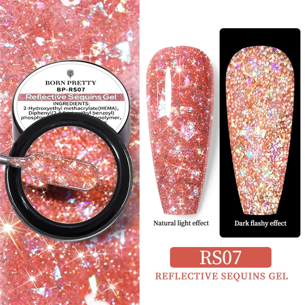 BORN PRETTY REFLECTIVE SQUINS GEL (SİMLİ PULLU REFLEKTÖRLÜ UV JEL)  RS06