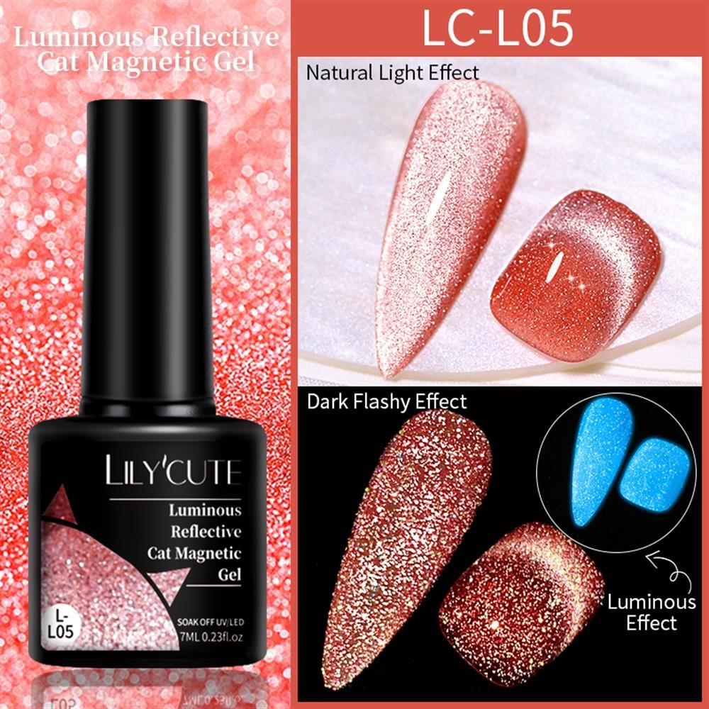 Lily'Cute 7ml Luminous Reflective Cat Magnetic Uv Nail Gel (Karanlıkta ve Flash Işığında Ekstra Parlayan Kedi Gözü Kalıcı Oje) LC-L05