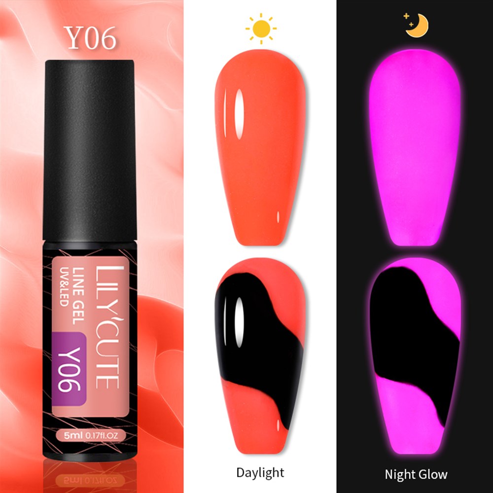 LILY'CUTE İNCE FIRÇA UÇLU GLOW-IN-DARK NEON FLORESAN PAINTING GEL  (KARANLIKTA PARLAYAN NEON ÇİZİM JELİ) Y06