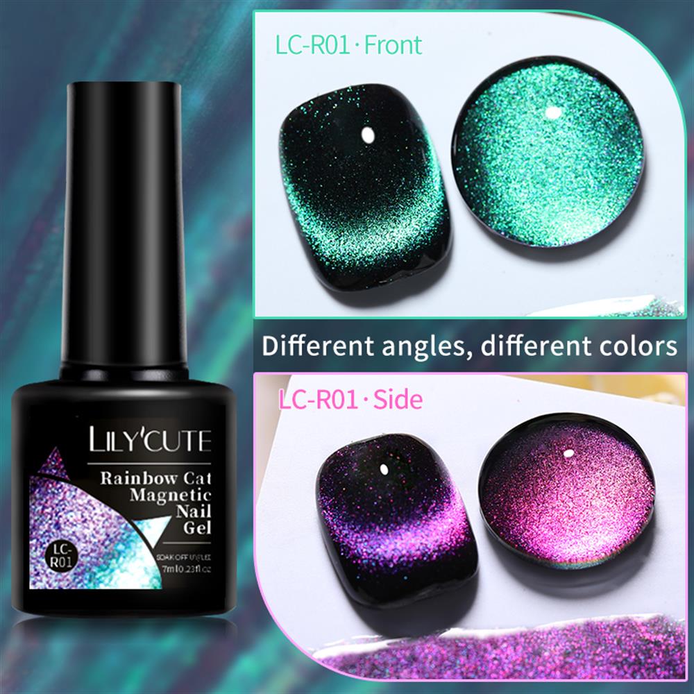 Lily'Cute Rainbow 7ml Cat Magnetic Uv Nail Gel ( Çift Renk Yansimali Kedi Gözü Kalıcı Oje)