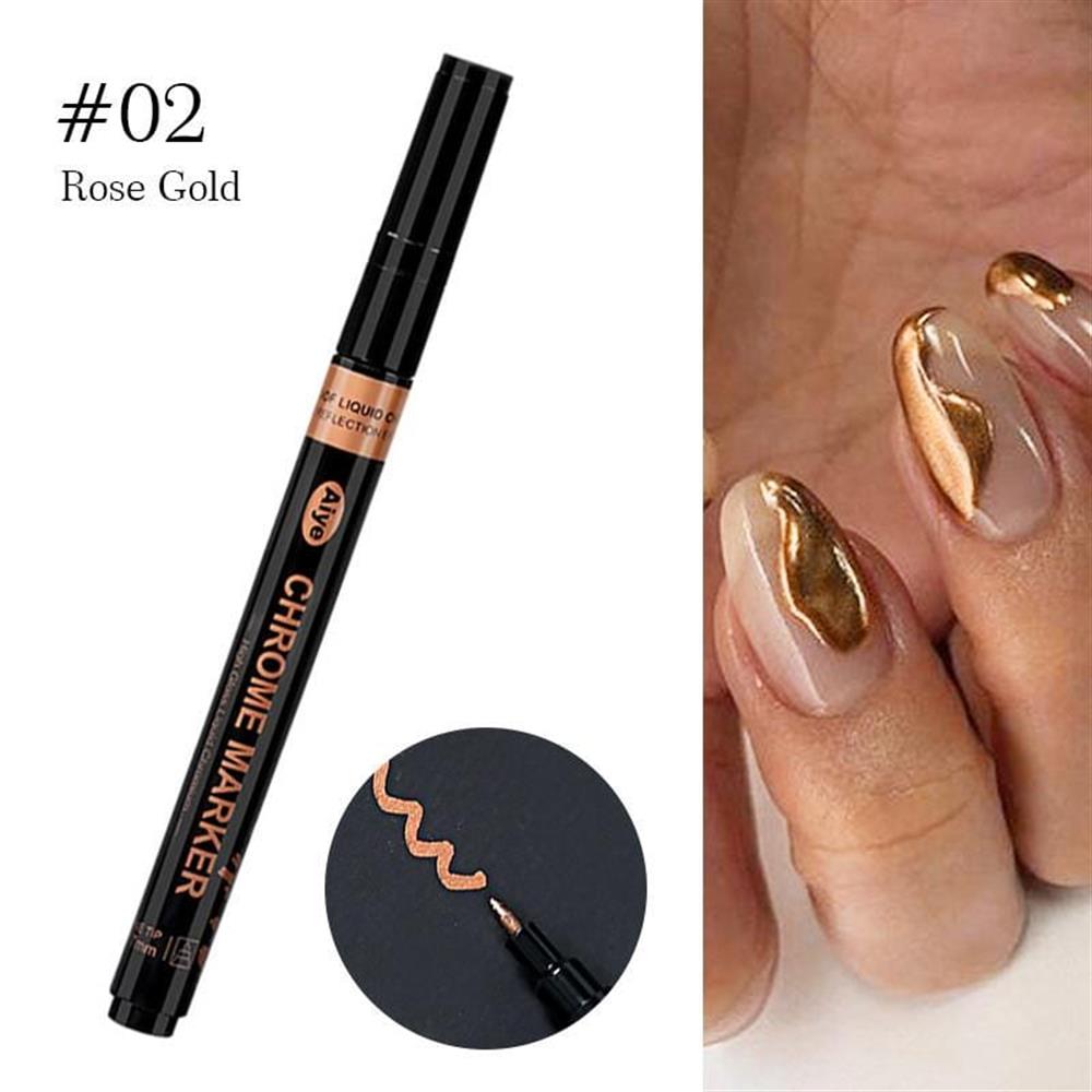 METALLIC GRAFFITY PEN Hızlı Kuruyan Suya Dayanıklı Metalik Nail Art Çizim Kalemi 02 Rose Gold