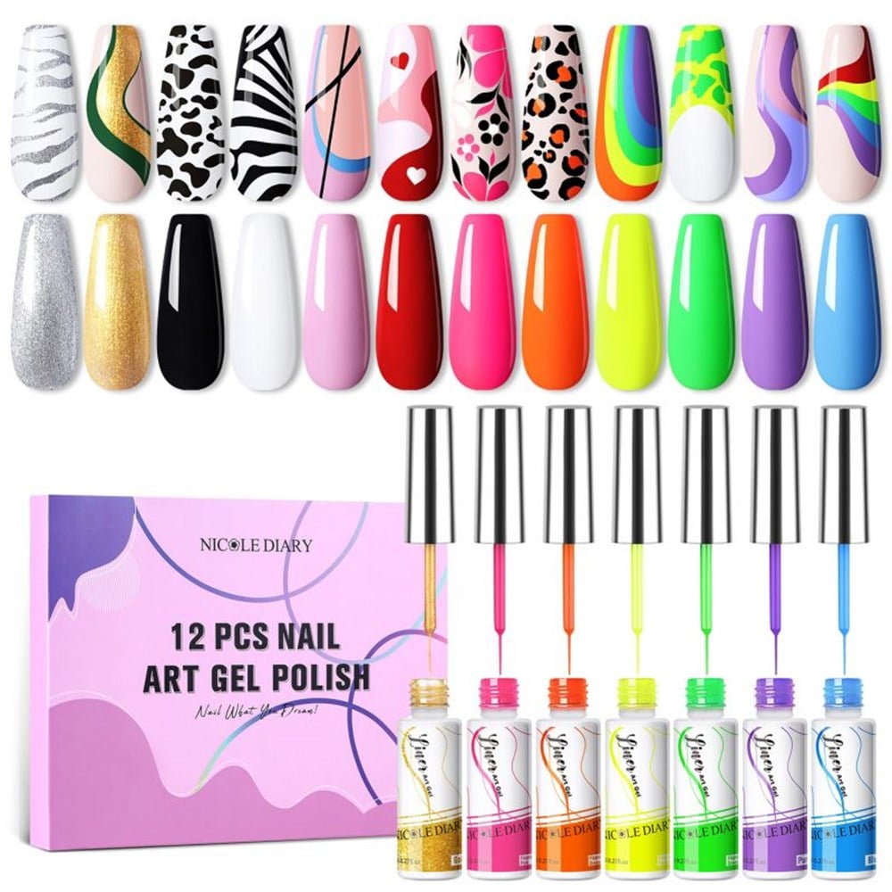 NICOLE DIARY 8 ml NAIL ART PAINTING GEL SET 12 parça 